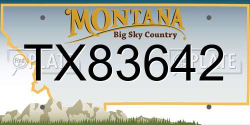 TX83642 Montana License Plate