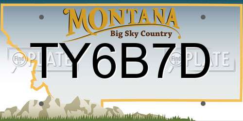 TY6B7D Montana License Plate