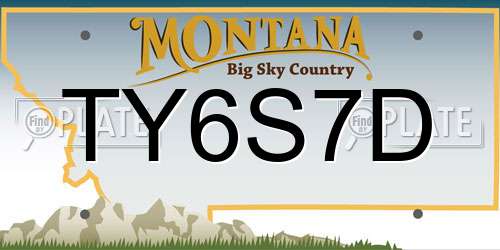 TY6S7D Montana License Plate