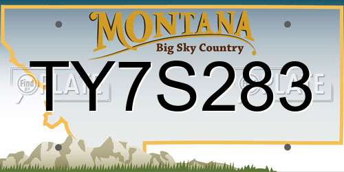 TY7S283 Montana License Plate