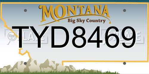 TYD8469 Montana License Plate