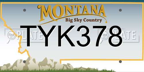 TYK378 Montana License Plate