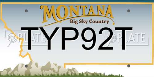 TYP92T Montana License Plate