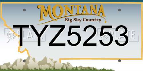 TYZ5253 Montana License Plate