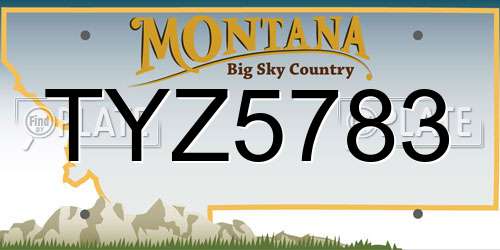 TYZ5783 Montana License Plate