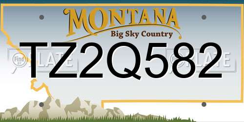 TZ2Q582 Montana License Plate