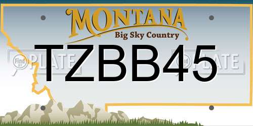 TZBB45 Montana License Plate