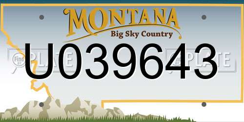 U039643 Montana License Plate