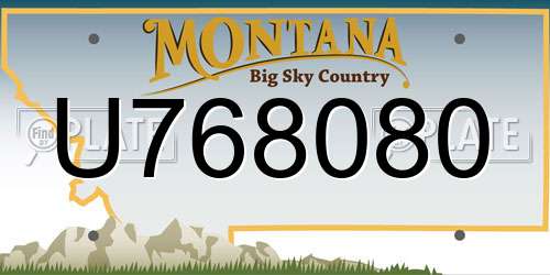 U768080 Montana License Plate