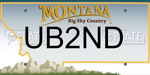 UB2ND Montana License Plate