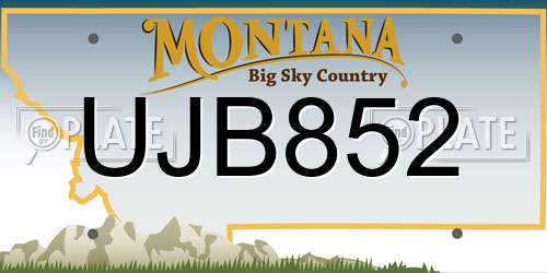 UJB852 Montana License Plate