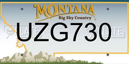 UZG730 Montana License Plate