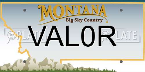 VAL0R Montana License Plate
