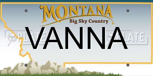 VANNA Montana License Plate