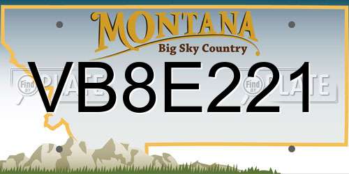VB8E221 Montana License Plate