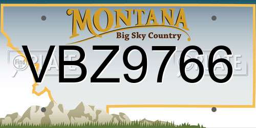 VBZ9766 Montana License Plate