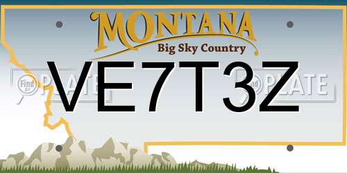 VE7T3Z Montana License Plate