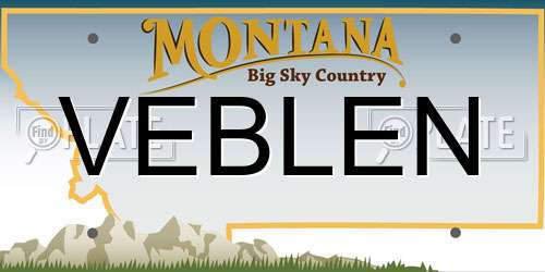 VEBLEN Montana License Plate