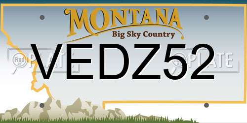 VEDZ52 Montana License Plate