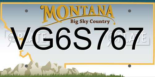 VG6S767 Montana License Plate