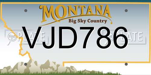 VJD786 Montana License Plate