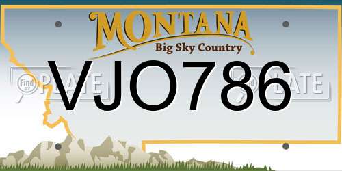 VJO786 Montana License Plate