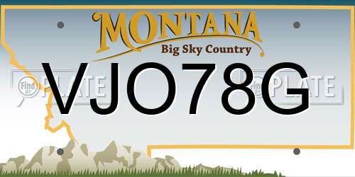 VJO78G Montana License Plate