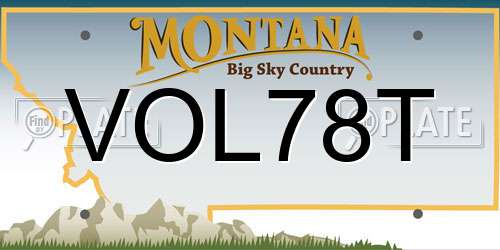 VOL78T Montana License Plate