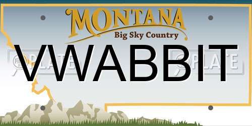VWABBIT Montana License Plate
