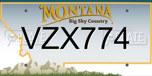 VZX774 Montana License Plate