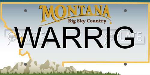WARRIG Montana License Plate