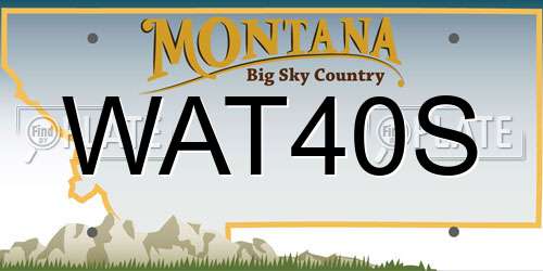 WAT40S Montana License Plate