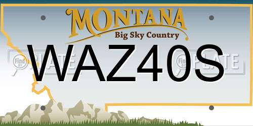 WAZ40S Montana License Plate