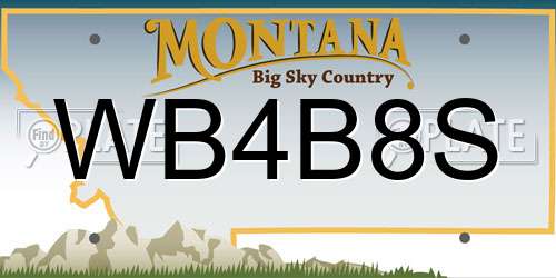 WB4B8S Montana License Plate