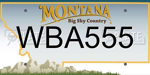 WBA555 Montana License Plate