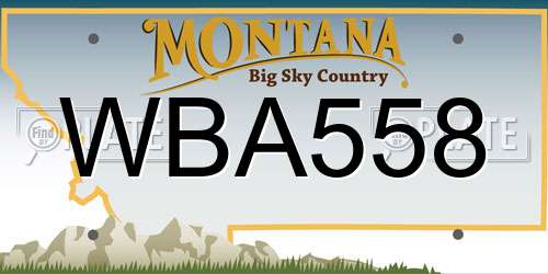 WBA558 Montana License Plate