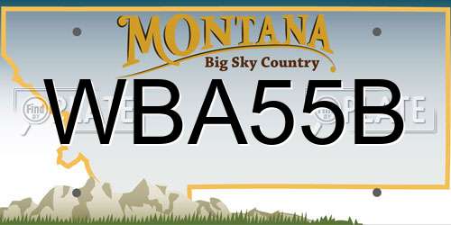 WBA55B Montana License Plate