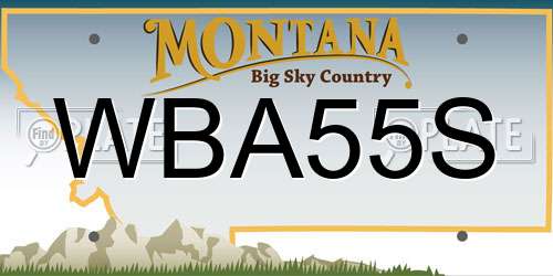 WBA55S Montana License Plate