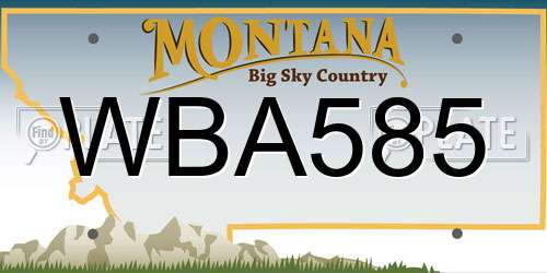 WBA585 Montana License Plate