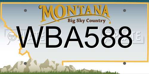 WBA588 Montana License Plate