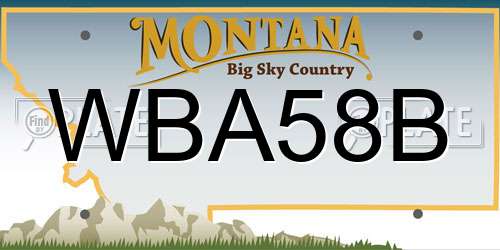 WBA58B Montana License Plate