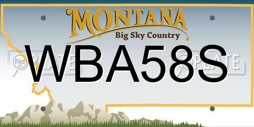 WBA58S Montana License Plate