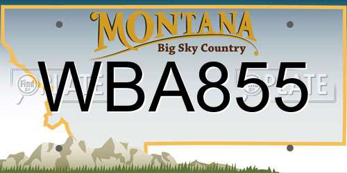 WBA855 Montana License Plate