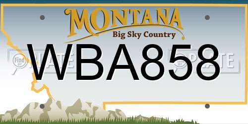 WBA858 Montana License Plate
