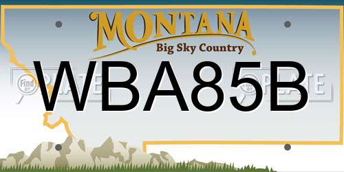 WBA85B Montana License Plate