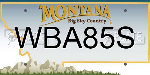 WBA85S Montana License Plate