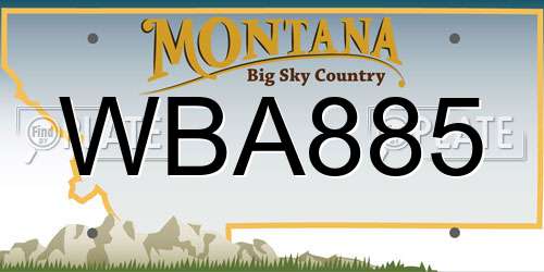 WBA885 Montana License Plate