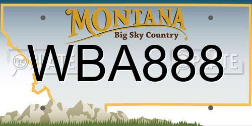 WBA888 Montana License Plate