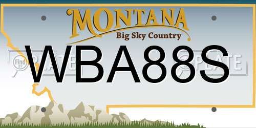 WBA88S Montana License Plate