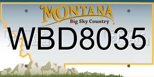 WBD8035 Montana License Plate